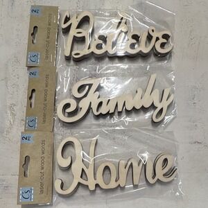 Crafter's Square Laser-Cut Wood Word Signs Believe Family Home 3 Pack